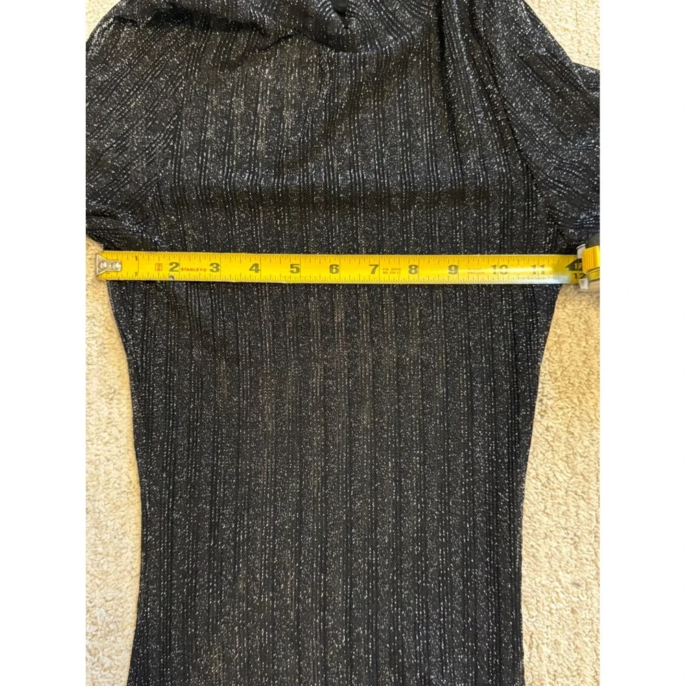 Willow + Root Mock Neck Top Womens S Black NWOT Sheer Metallic Ribbed Shimmer